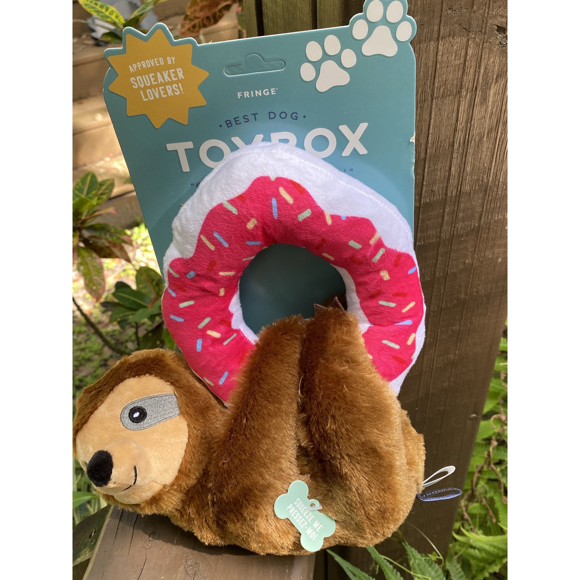 Donut Leave Me Hangin' Sloth Plush Dog Toy - BFF Here