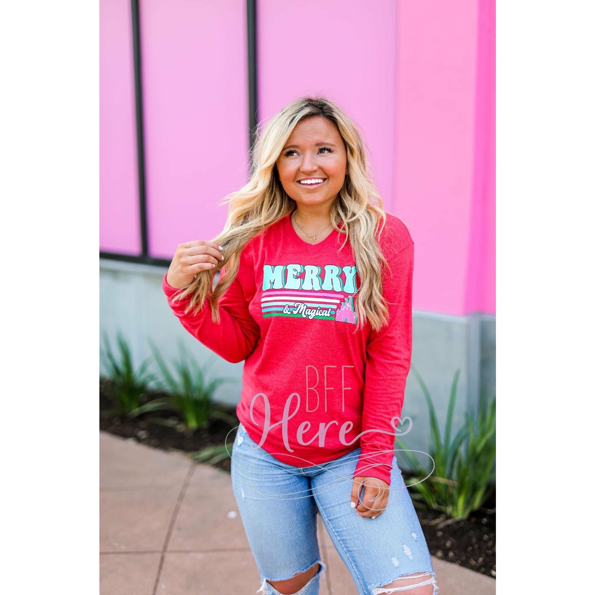 Merry & Magical (Heather Red) - Long Sleeve - BFF Here