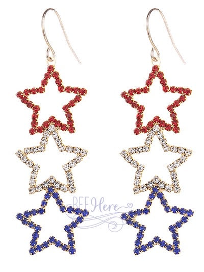 Red, White and Blue Star Earrings - BFF Here