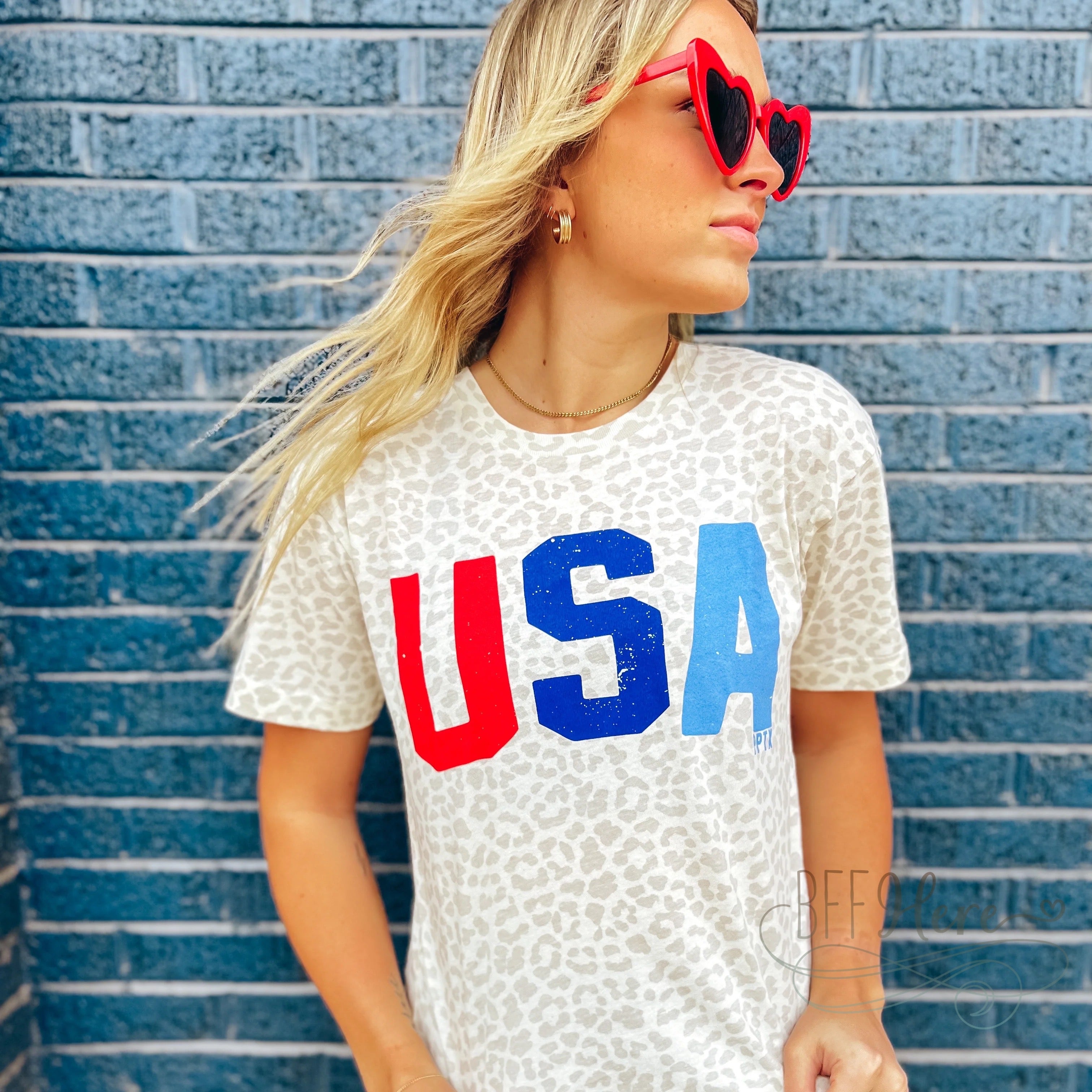 USA Leopard T-Shirt - BFF Here