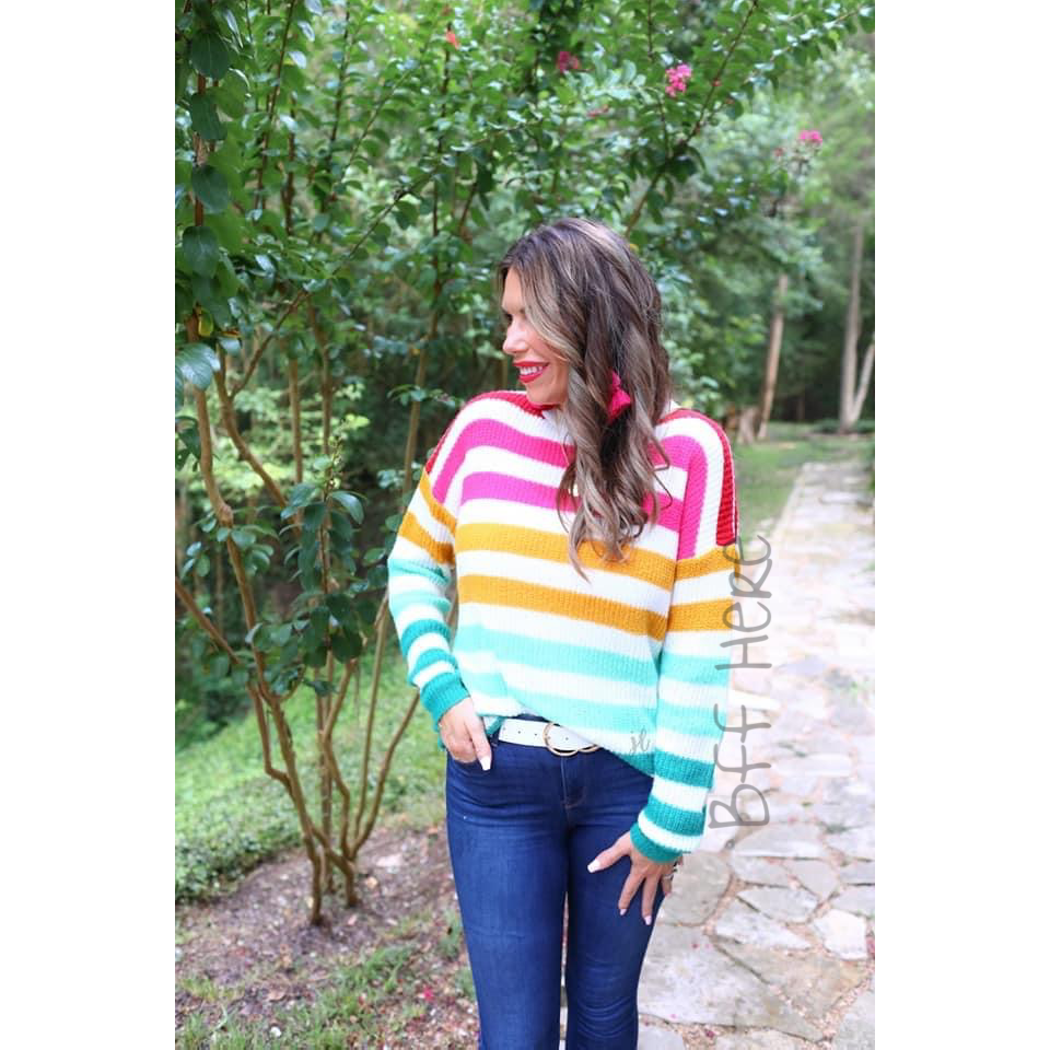 Candy Crush Stripped Sweater - BFF Here