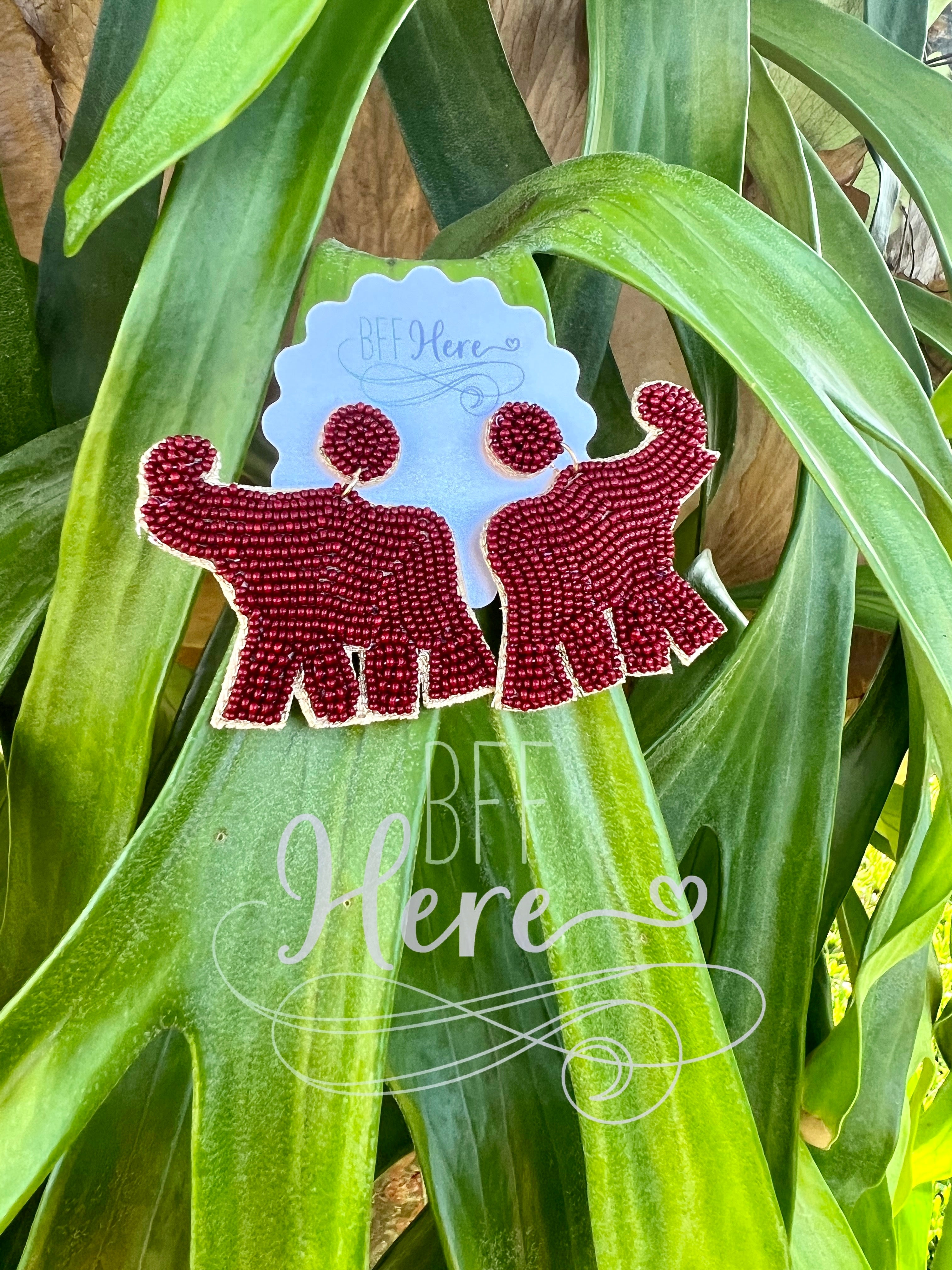 Lucky The Elephant Seed Bead Earrings - BFF Here