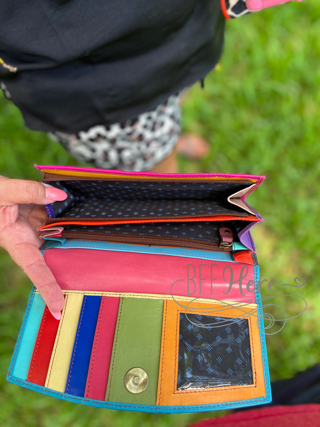 Cassia Leather and Hair on Hide Handle Wallet Clutch - BFF Here