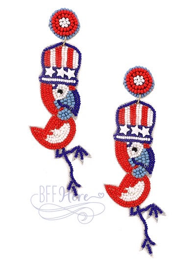 USA Parrot Seed Bead Earrings - BFF Here