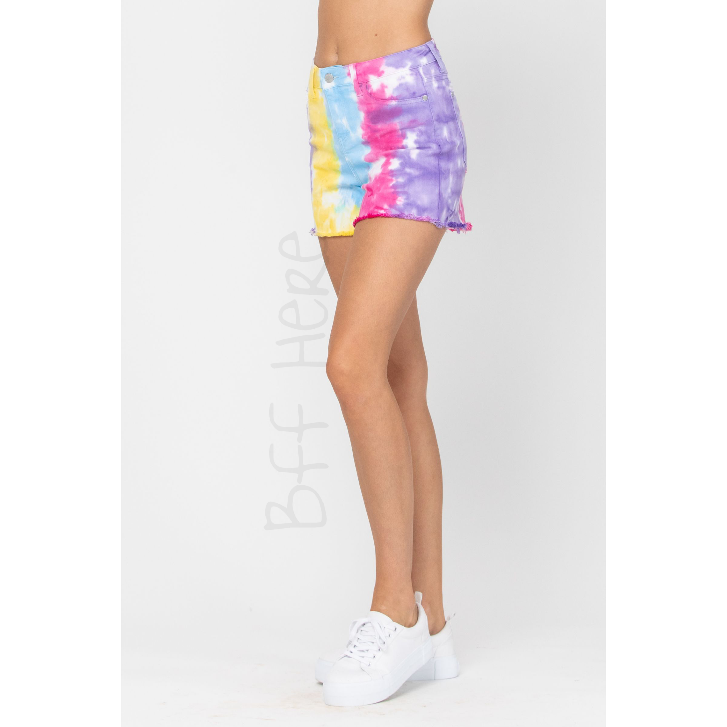 Snow Cone Tie Dye Mid Rise Shorts by Judy Blue - BFF Here
