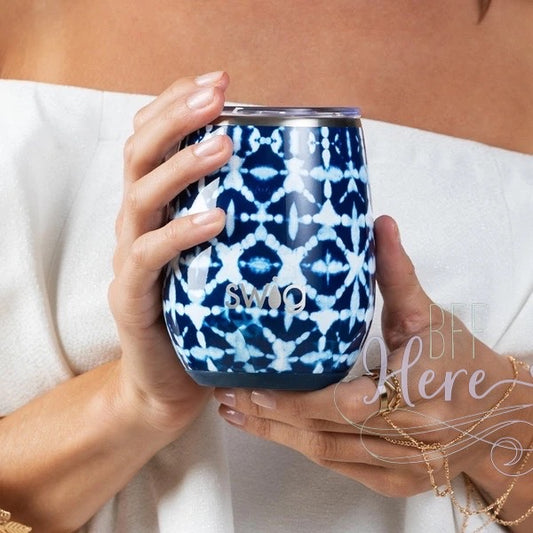 Indigo Isles Stemless Wine Cup (14oz) by Swig Life - BFF Here