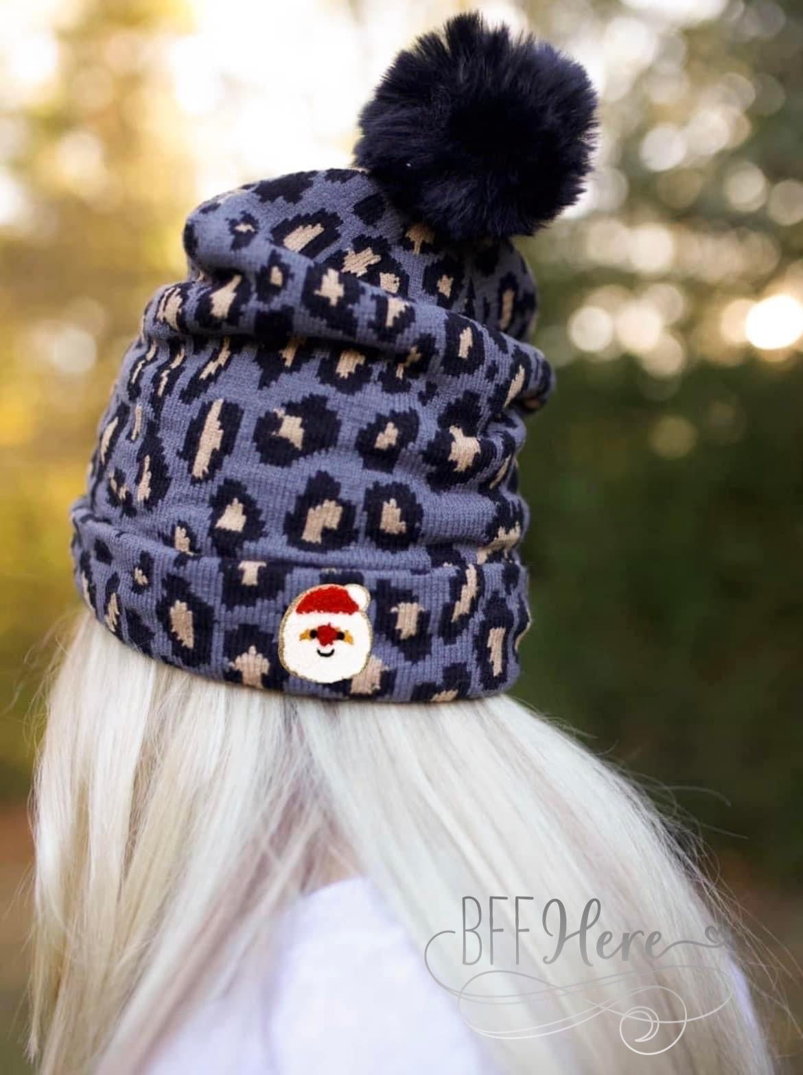 Santa Patch Leopard Beanie - BFF Here