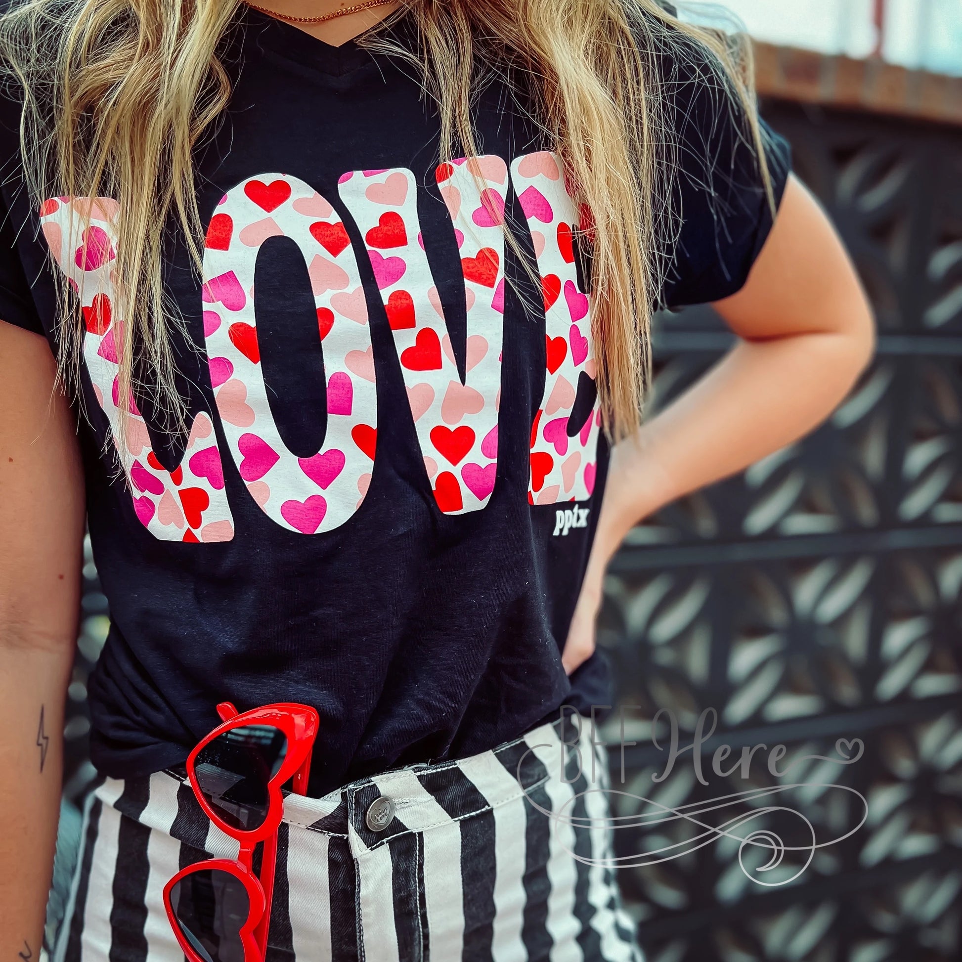 Love Hearts V-neck Shirt - BFF Here