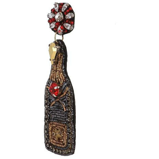 Luxe Champagne Bottle Seed Bead Earrings - BFF Here