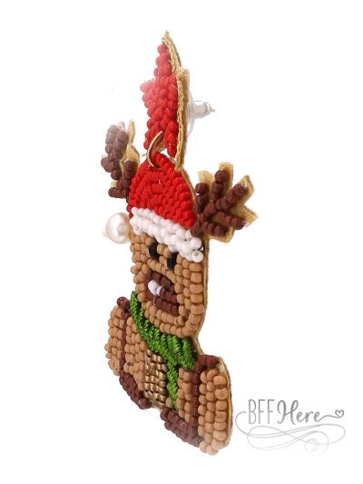 Christmas Reindeer Seed Bead Earrings - BFF Here