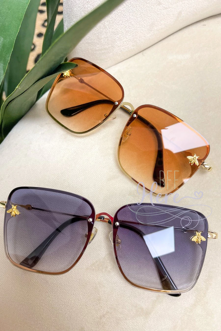 Honey Bee Square Framed Sunglasses -- Choice of Color - BFF Here