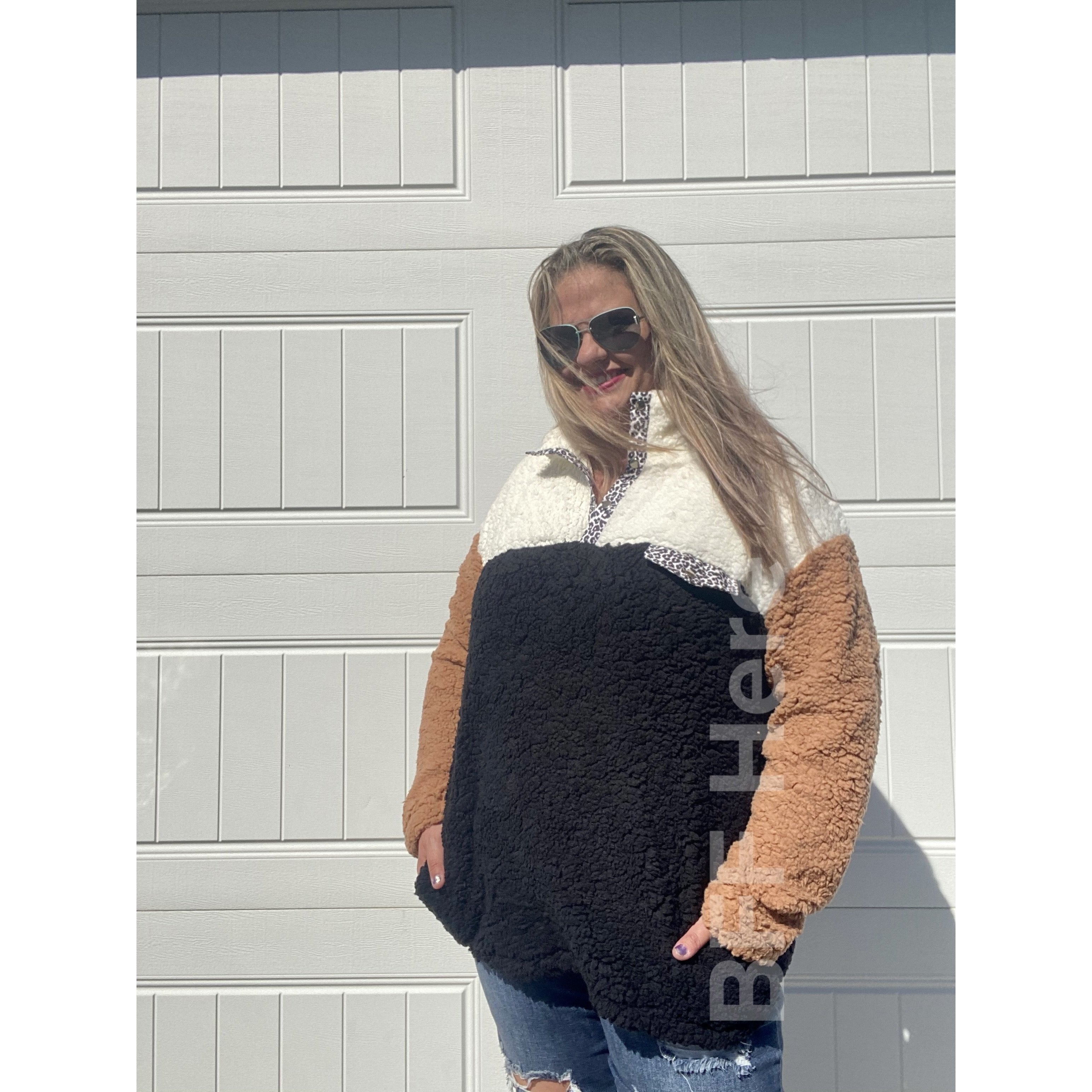 Graham Color Block Sherpa Pullover - BFF Here