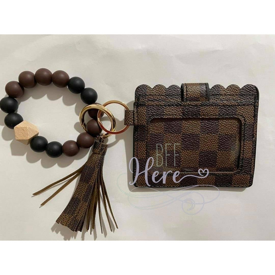 Dara Wristlet Keychain -- Brown Checkered - BFF Here