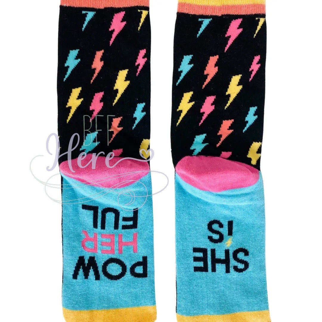Socks - She Is Pow-Her-Ful - BFF Here