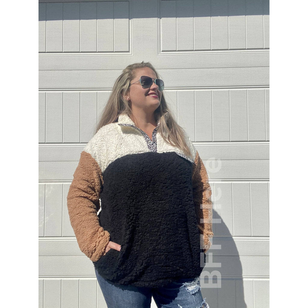 Graham Color Block Sherpa Pullover - BFF Here