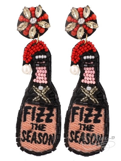 Christmas Champagne Seed Bead Earrings - BFF Here