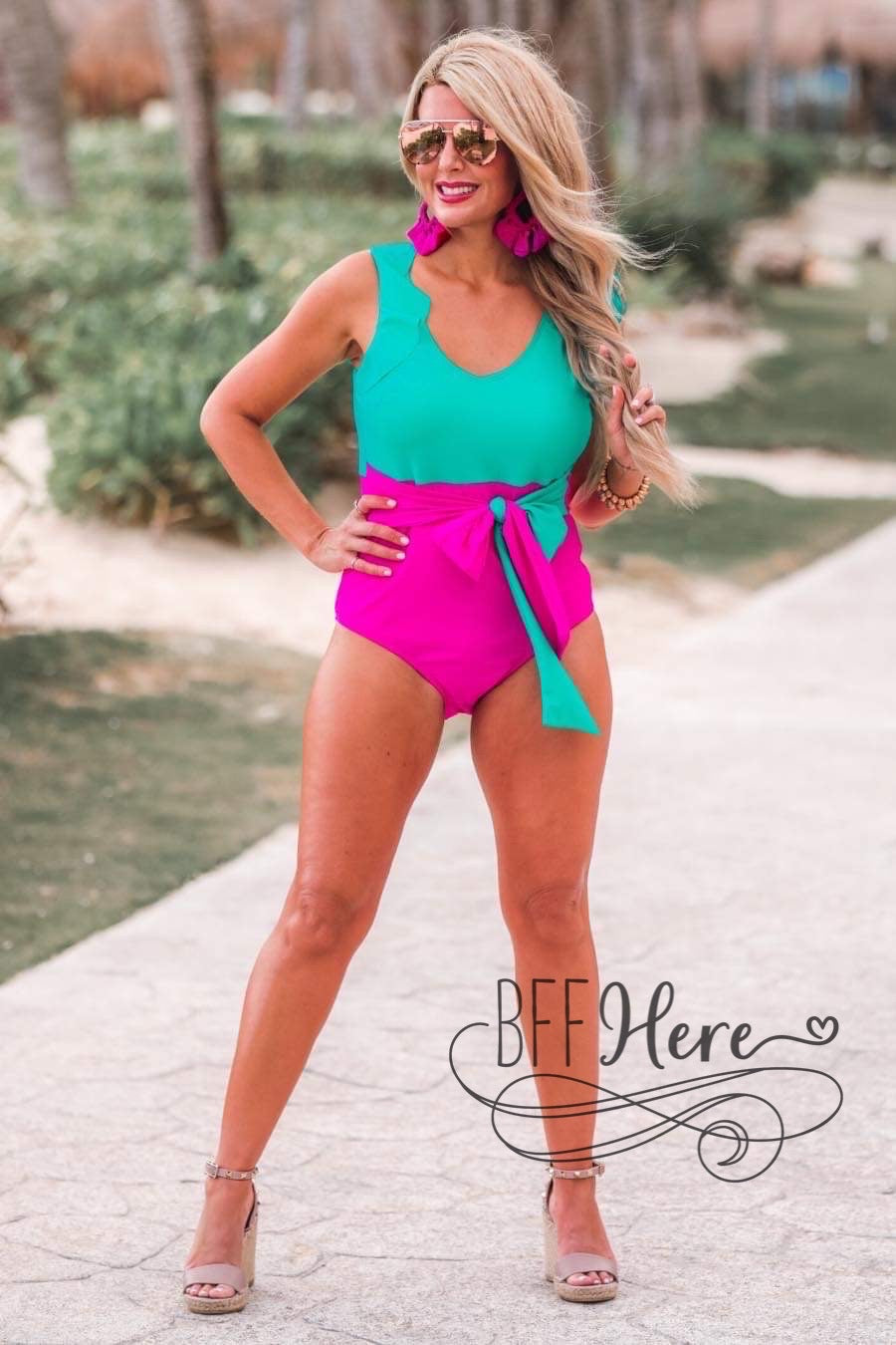 PREORDER—Laying Poolside Color Block Swimsuit - BFF Here
