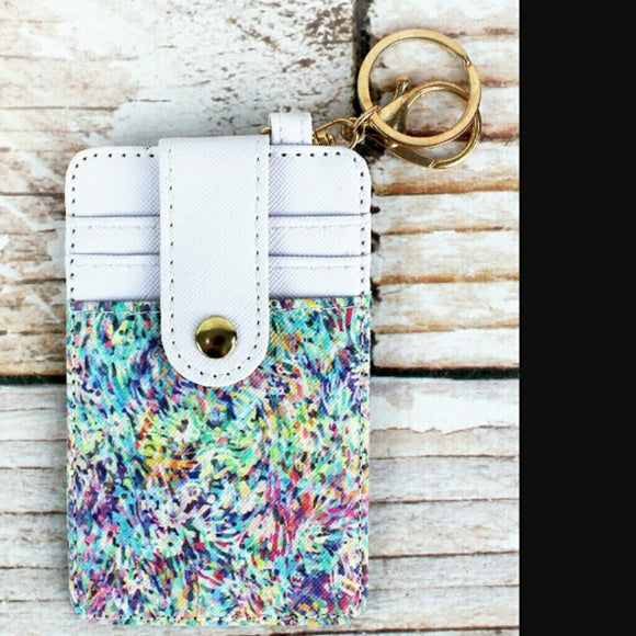 Tropical  Leather Credit Card Holder Keychain  -- Choice of Style - BFF Here