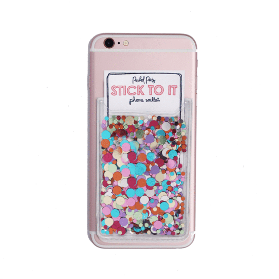 Stick To It Multi Confetti Phone Card Holder by Packed Party - BFF Here