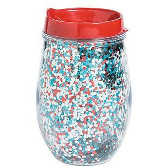Patriotic Glitter Wine Tumblers with Lids - BFF Here