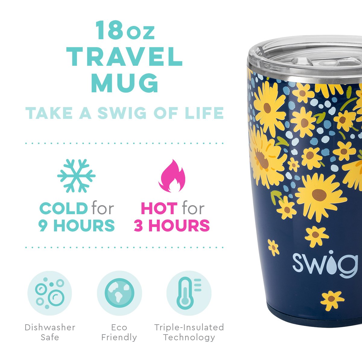 Lazy Daisy Travel Mug (18oz) by Swig Life - BFF Here