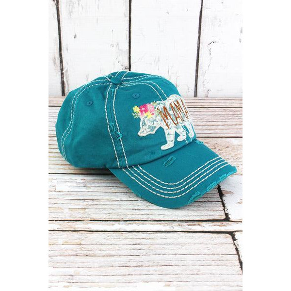 Distressed Lace Mama Bear Cap -- Choice of Color - BFF Here
