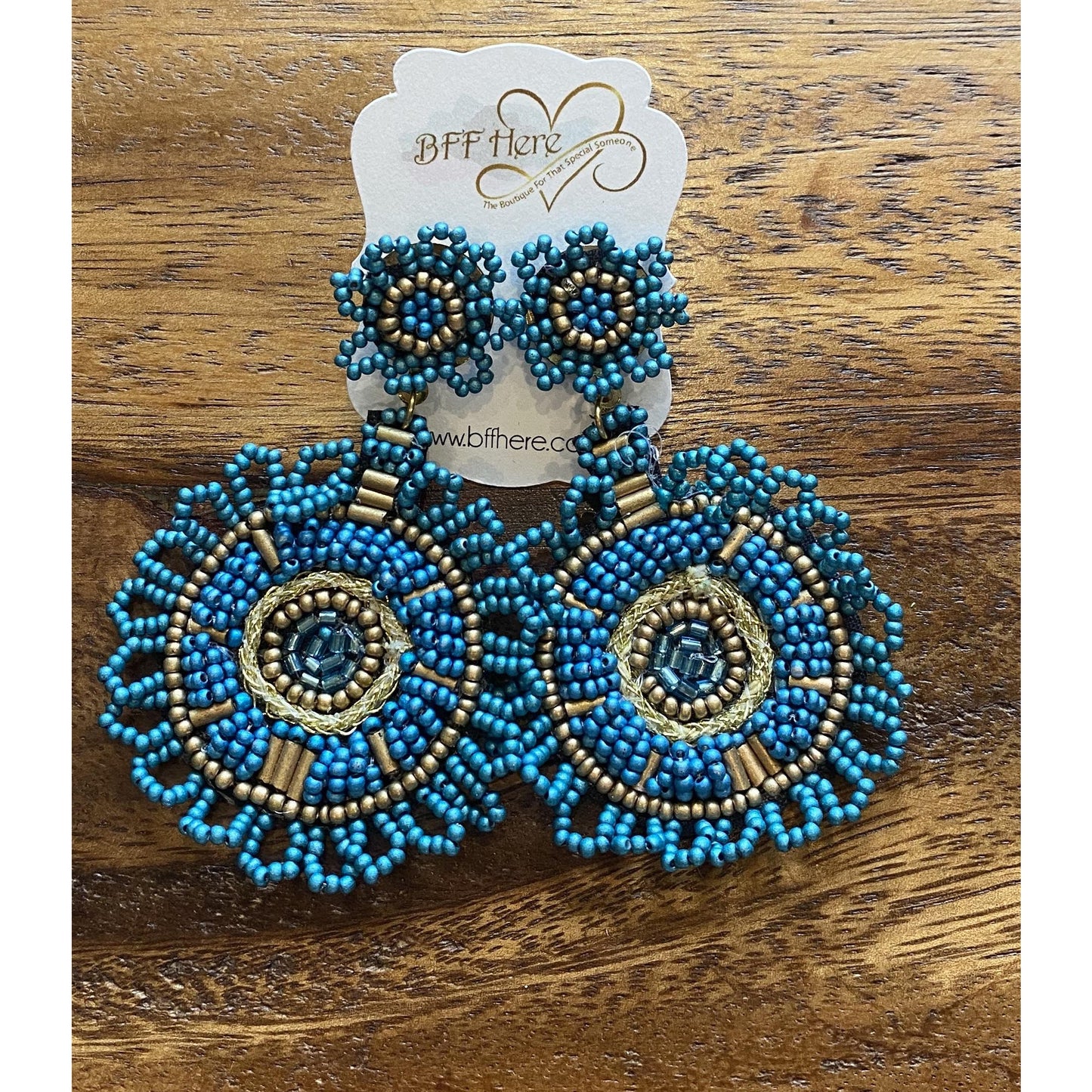 Seed Bead Flower Pattern Earrings -- Choice of Color - BFF Here