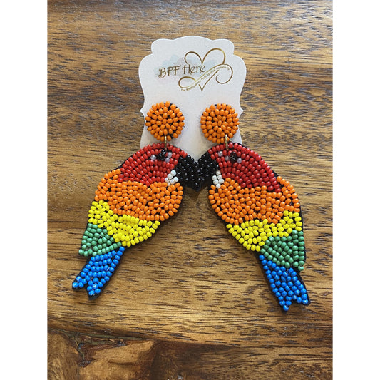 Rainbow Bead Parrot Earrings - BFF Here