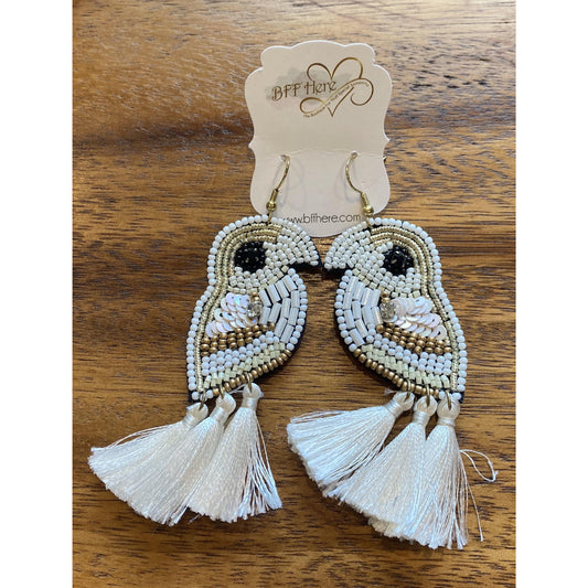 Seed Bead Parrot & Tassel Earrings - BFF Here