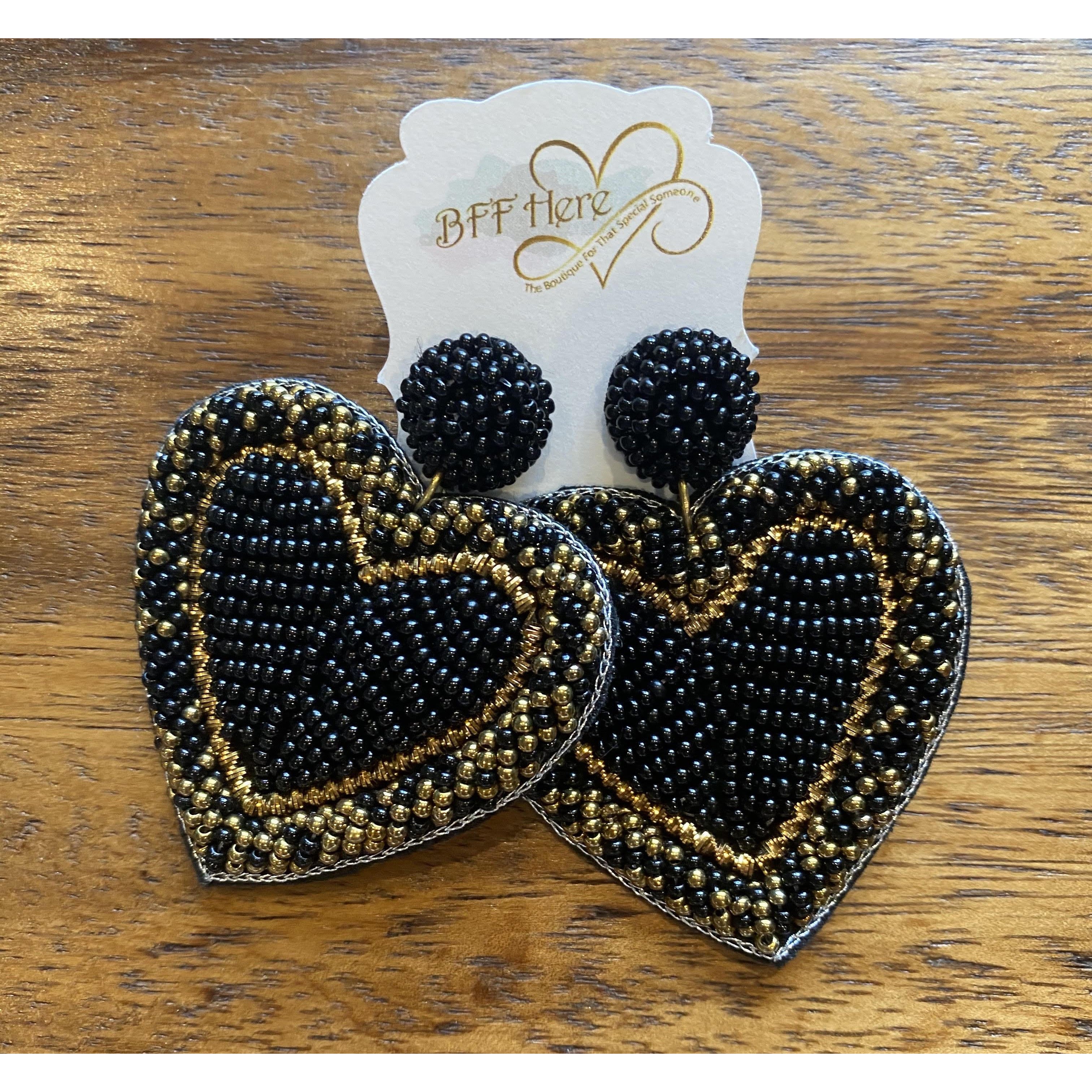 Seed Bead Heart Earrings -- Choice of Color - BFF Here