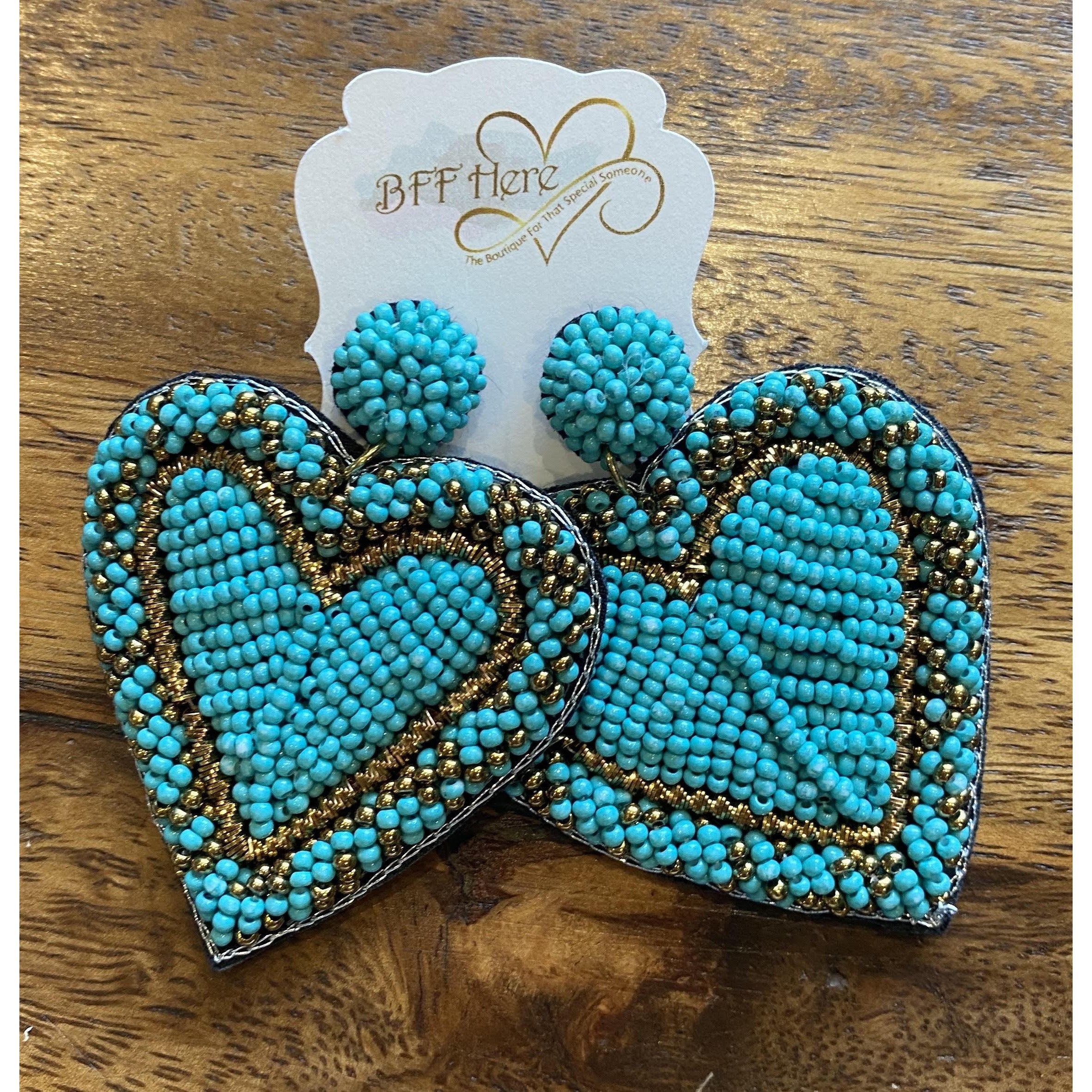 Seed Bead Heart Earrings -- Choice of Color - BFF Here