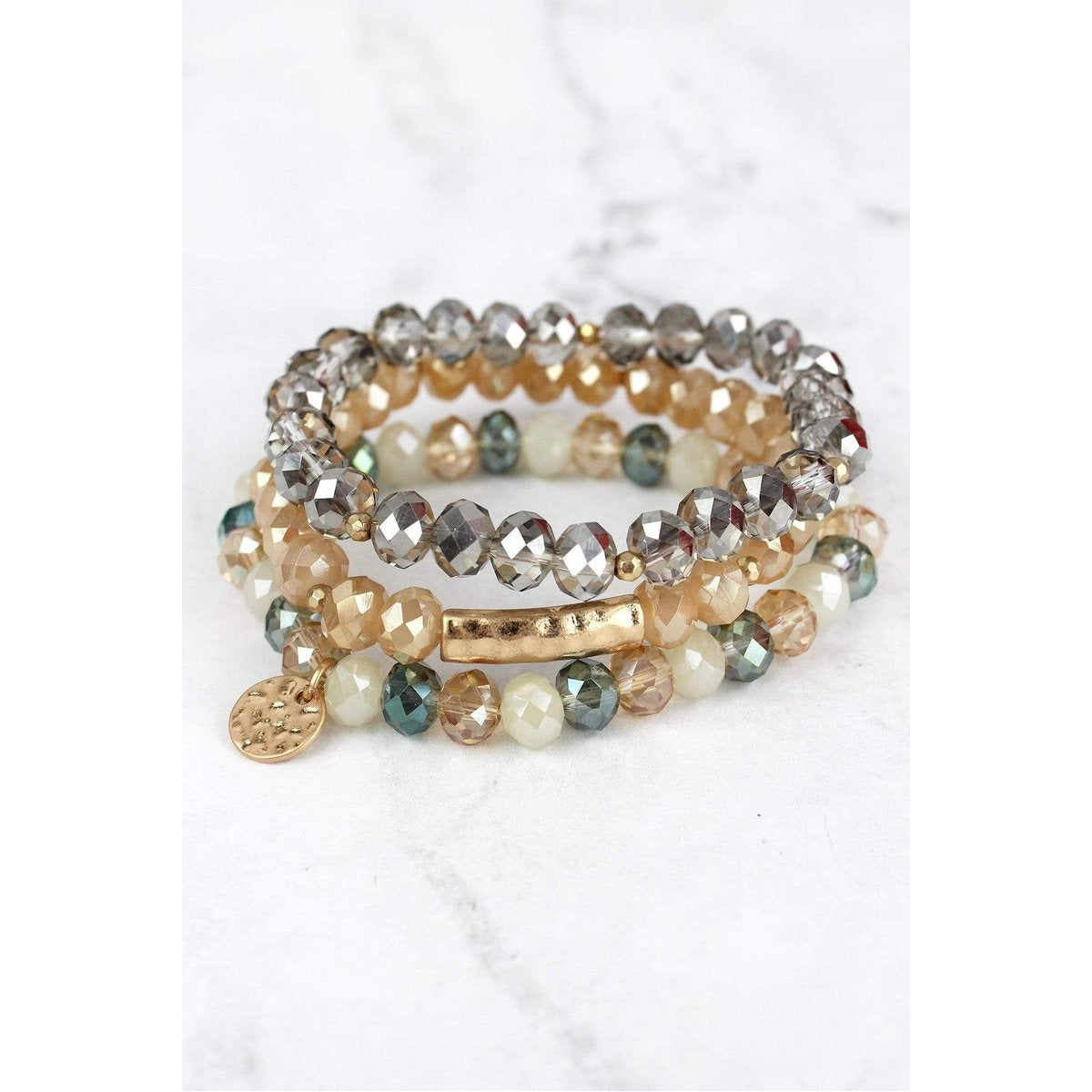 Bar & Disk Beaded Bracelet Set -- Choice of Color - BFF Here